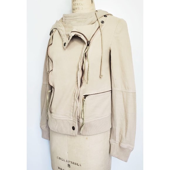 Free People We the Free Womens Carmen Moto Jacket Zip Hoody in Calm Sand S NWT - Picture 7 of 14